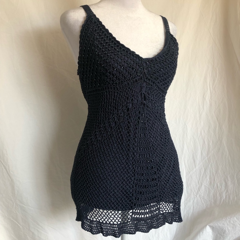 Vintage Beaded Blue Knit Top